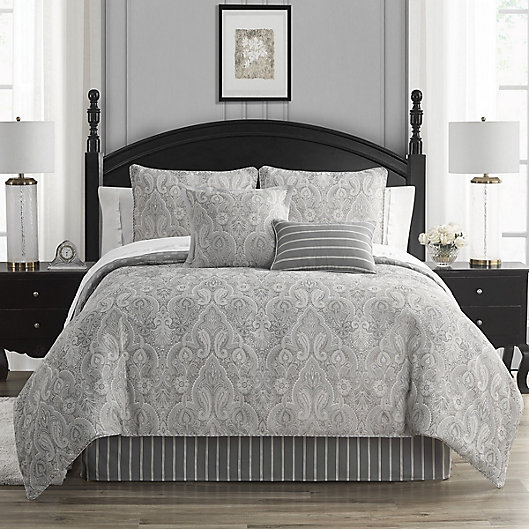Alternate image 1 for Waterford® Catalina 4-Piece Reversible King Comforter Set in Grey