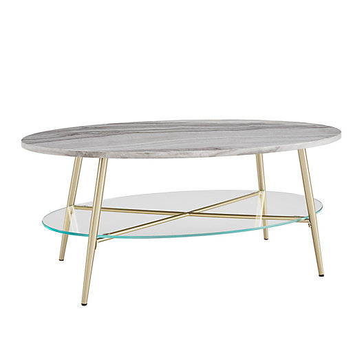 Alternate image 1 for Forest Gate™ 42-Inch Faux Marble Oval Coffee Table