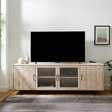 Forest Gate&trade; 70-Inch Boho Herringbone Door TV Stand in Birch. View a larger version of this product image.
