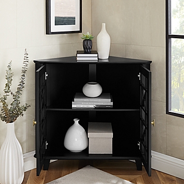 Forest Gate&trade; Corner Accent Cabinet in Black. View a larger version of this product image.