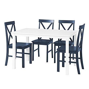 Forest Gate&trade; Wheatridge 5-Piece Dining Set in White/Navy. View a larger version of this product image.