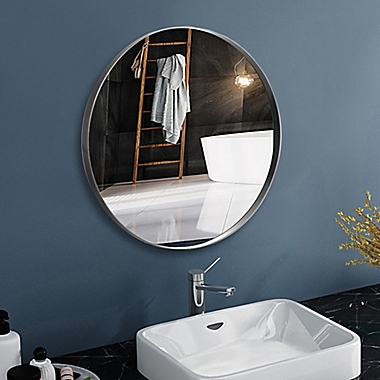 Neutype 32-Inch Round Stainless Steel Wall Mirror in Black. View a larger version of this product image.