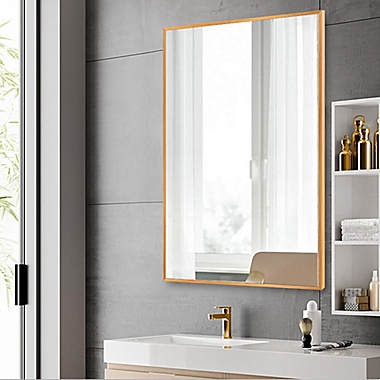 Neutype Bathroom Wall-Mounted Rectangular Mirror in Gold. View a larger version of this product image.