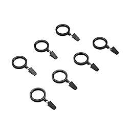 Black Drapery Curtain Metal Rings Shower Rod W/ Clips Lot Of 10 Pcs 1.3” ID 