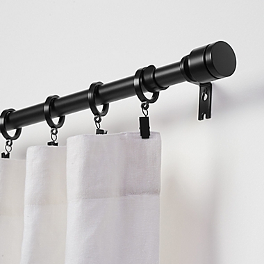 Simply Essential&trade; Deco 36 to 72-Inch Adjustable Single Curtain Rod Set in Black. View a larger version of this product image.