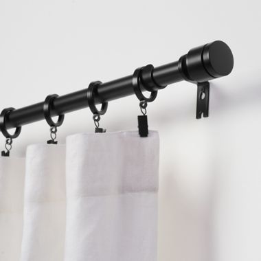 Simply Essential&trade; Deco 72 to 144-Inch Adjustable Single Curtain Rod Set in Black. View a larger version of this product image.