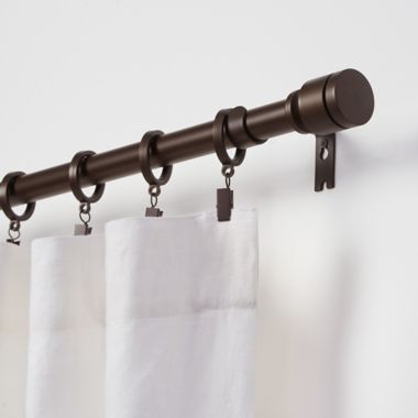 Simply Essential&trade; Deco 72 to 144-Inch Adjustable Single Curtain Rod Set in Brown. View a larger version of this product image.