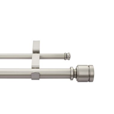 Simply Essential&trade; Deco 18 to 36-Inch Adjustable Double Curtain Rod Set in Silver. View a larger version of this product image.