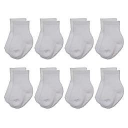 Little Me® Size 6-12M/12-18M 8-Pack Half Cushion Gripper Socks in White