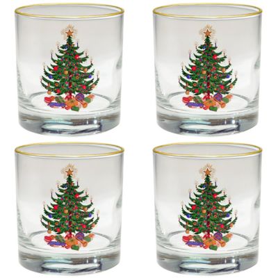 Culver&reg; Christmas Tree Old Fashioned Glass in Green (Set of 4)
