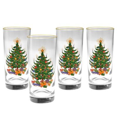 Culver&reg; Christmas Tree Cooler Glass in Green (Set of 4)