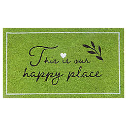 Bee & Willow™ 16" x 28" Happy Place Coir Door Mat in Green