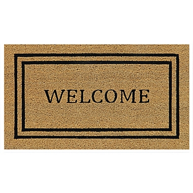 Simply Essential&trade; 16&quot; x 28&quot; Welcome Double Border Door Mat in Beige. View a larger version of this product image.