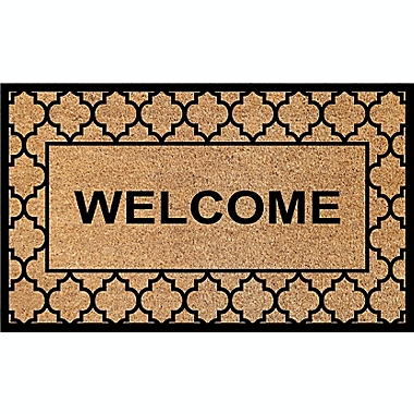 First Concept 18&quot; x 30&quot; &quot;Welcome&quot; Quatrefoil Coir Door Mat in Natural. View a larger version of this product image.