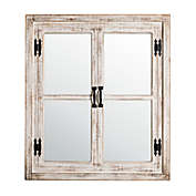 Glitzhome&reg; Farmhouse Window Frame 27.5-Inch x 31.5-Inch Wall Mirror in Antique White