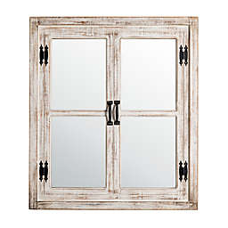 Glitzhome® Farmhouse Window Frame 27.5-Inch x 31.5-Inch Wall Mirror in Antique White