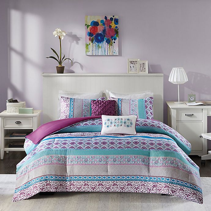 Alternate image 1 for Intelligent Design Joni 4-Piece Twin/Twin XL Comforter Set in Purple