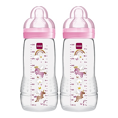 Mam Bottle Bottles 330ml Pack Of 2 Pink Mam Baby Bottle With Spill Free Lid 