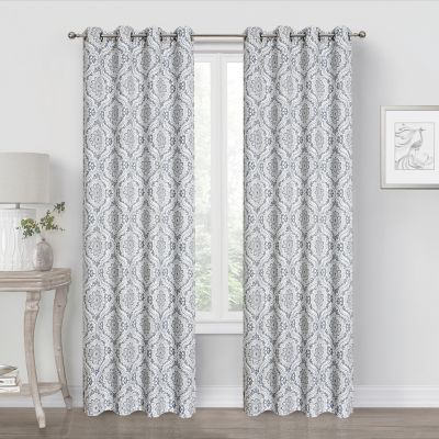 Quinn Medallion Blackout Grommet Window Curtain Panel (Single) | Bed