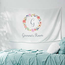 Floral Wreath 60-Inch x 35-Inch Personalized Printed Wall Tapestry
