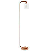 Simple Designs Antique Floor Lamp with Clear Glass Shade in Rose Gold