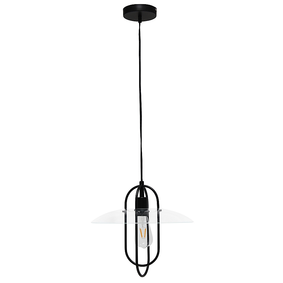 Lalia Home 1 Light Elongated Design Metal Pendant Light with Clear Glass Shade – Black