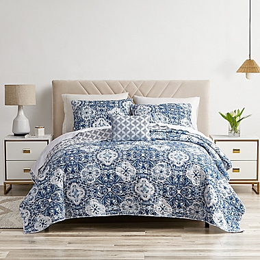 C. Wonder Tinsley 4-Piece Reversible King/California King Quilt Set in Blue. View a larger version of this product image.