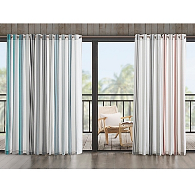 Madison Park Sandbar Printed Stripe 3M Scotchgard Grommet Top Outdoor Curtain Panel (Single). View a larger version of this product image.