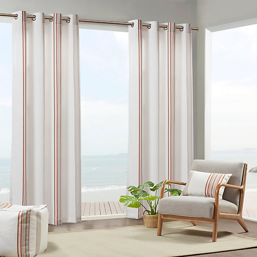 Alternate image 1 for Madison Park Sandbar 84-Inch 3M Scotchgard™  Outdoor Curtain Panel in Coral/White (Single)