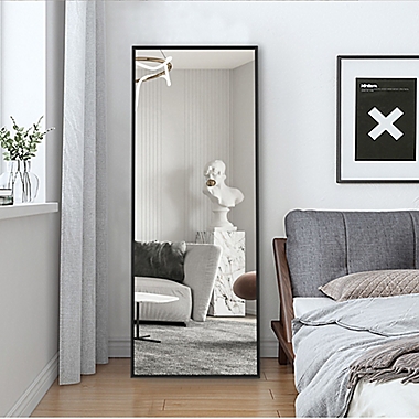 Neutype Modern 59-Inch x 20-Inch Rectangular Floor Mirror with Stand in Black. View a larger version of this product image.