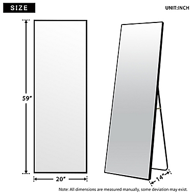 Neutype Modern 59-Inch x 20-Inch Rectangular Floor Mirror with Stand in Black. View a larger version of this product image.