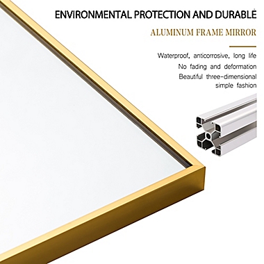 Neutype Modern 59-Inch x 20-Inch Rectangular Floor Mirror with Stand in Gold. View a larger version of this product image.