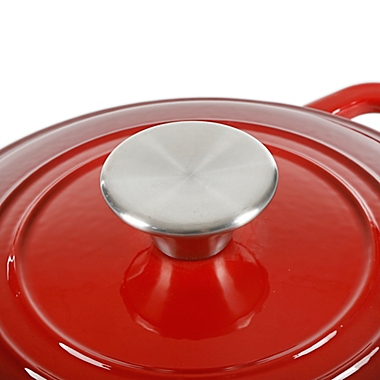 Our Table&trade; 2 qt. Enameled Cast Iron Dutch Oven with Stainless Steel Knob in Red. View a larger version of this product image.
