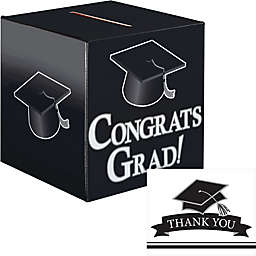 Creative Converting 26-Piece Graduation Card Box and Thank You Card Set in Black