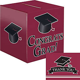 Creative Converting 26-Piece Graduation Card Box and Thank You Card Set in Burgundy
