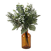 Bee &amp; Willow&trade; 18-Inch Botanical Arrangement in Amber Vase w/ Baby&#39;s Breath