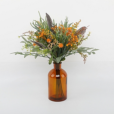 Bee &amp; Willow&trade; 18-Inch Botanical Arrangement in Amber Vase with Yellow Florals. View a larger version of this product image.