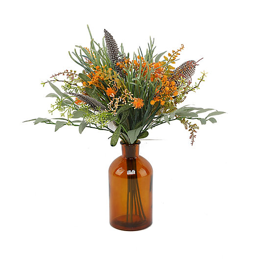 Alternate image 1 for Bee & Willow™ 18-Inch Botanical Arrangement in Amber Vase with Yellow Florals