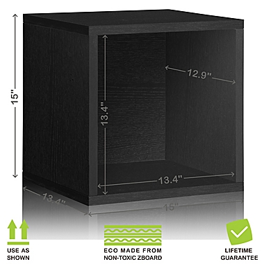Way Basics Tool-Free Assembly zBoard paperboard Stackable Extra Large Storage Cube in Black. View a larger version of this product image.