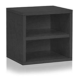 Way Basics Tool-Free Assembly zBoard paperboard Connect Storage Cube with Shelf in Black Wood Grain