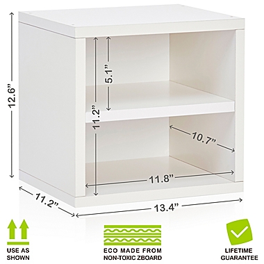 Way Basics Tool-Free Assembly zBoard paperboard Connect Storage Cube with Shelf in White. View a larger version of this product image.
