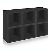 Way Basics Tool-Free Assembly Stackable Storage Cubes and Bookcase in Black (Set of 6 Cubes)