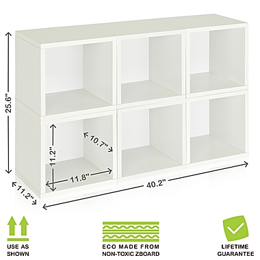 Way Basics Tool-Free Assembly zBoard paperboard Storage Cubes in White  (Set of  6 Cubes). View a larger version of this product image.