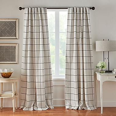 Elrene Brighton 84-Inch Rod Pocket Room Darkening Window Curtain Panel in Black (Single). View a larger version of this product image.