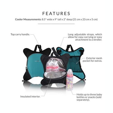 Obersee Bern Diaper Bag Backpack with Detachable Cooler in Turquoise. View a larger version of this product image.