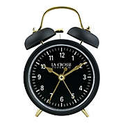 La Crosse Clock Company Twin Bell Alarm Clock in Black/Gold