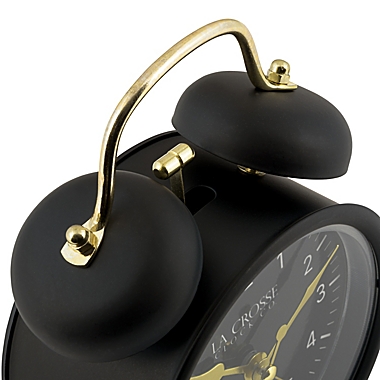 La Crosse Clock Company Twin Bell Alarm Clock in Black/Gold. View a larger version of this product image.