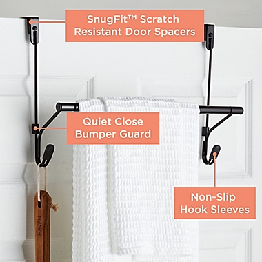 Squared Away&trade; Over-the-Door Towel Bar in Matte Black. View a larger version of this product image.