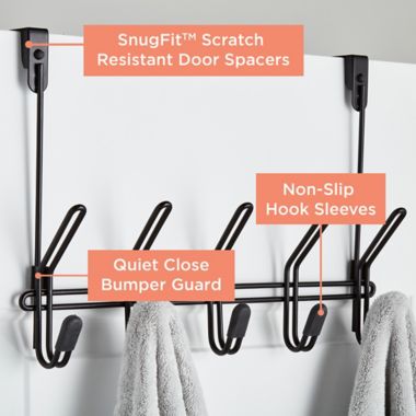 Squared Away&trade; 5-Hook Over-the-Door Rack in Matte Black. View a larger version of this product image.