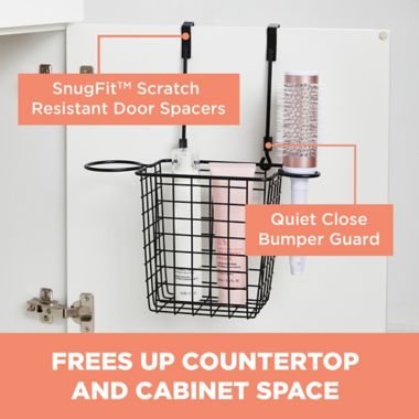 Squared Away&trade; Over-the-Cabinet Styling Caddy in Matte Black. View a larger version of this product image.